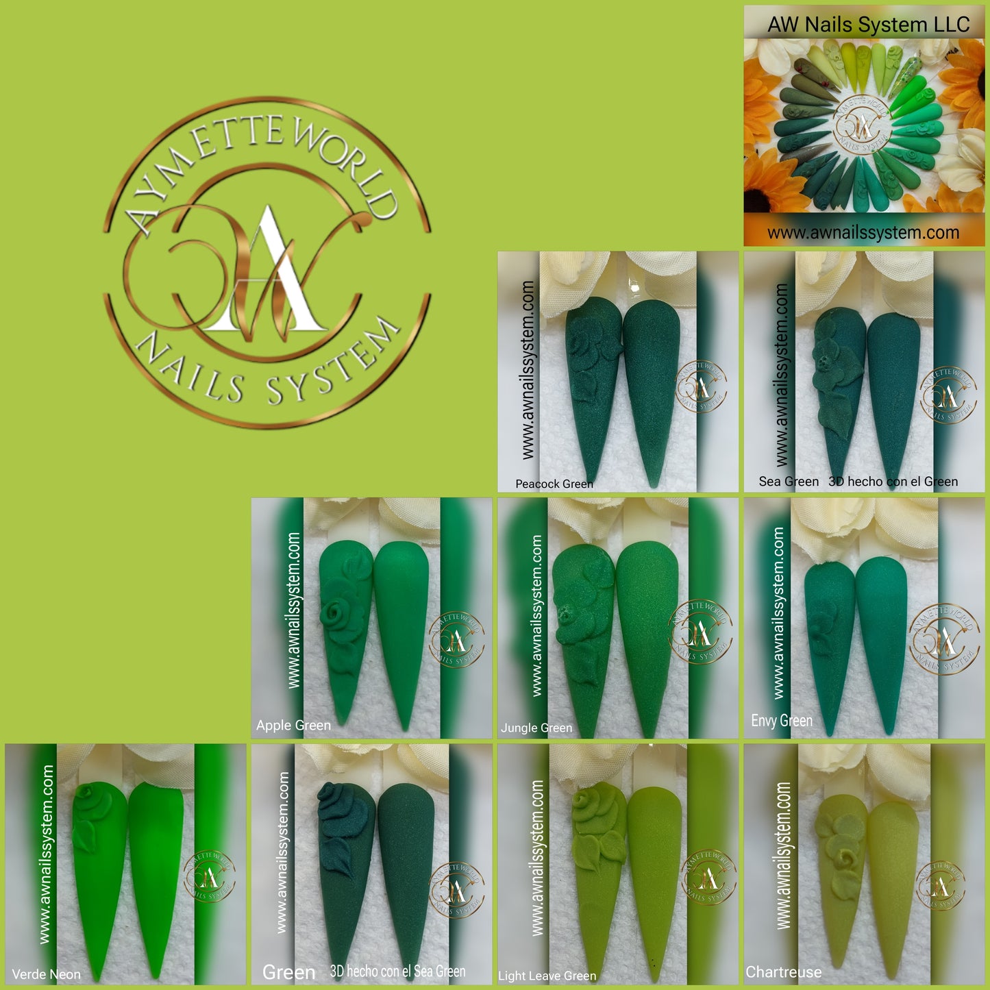 Green acrylic variety 20g, 1oz, 1.2ox