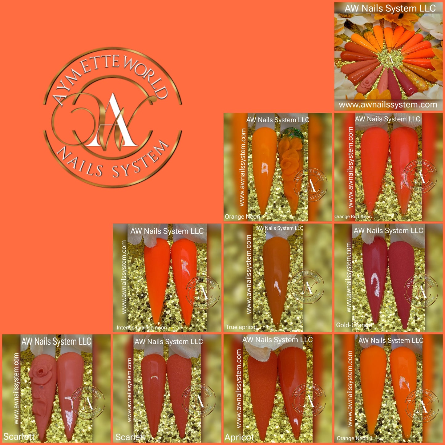 Orange Acrylic powder variety 20g
