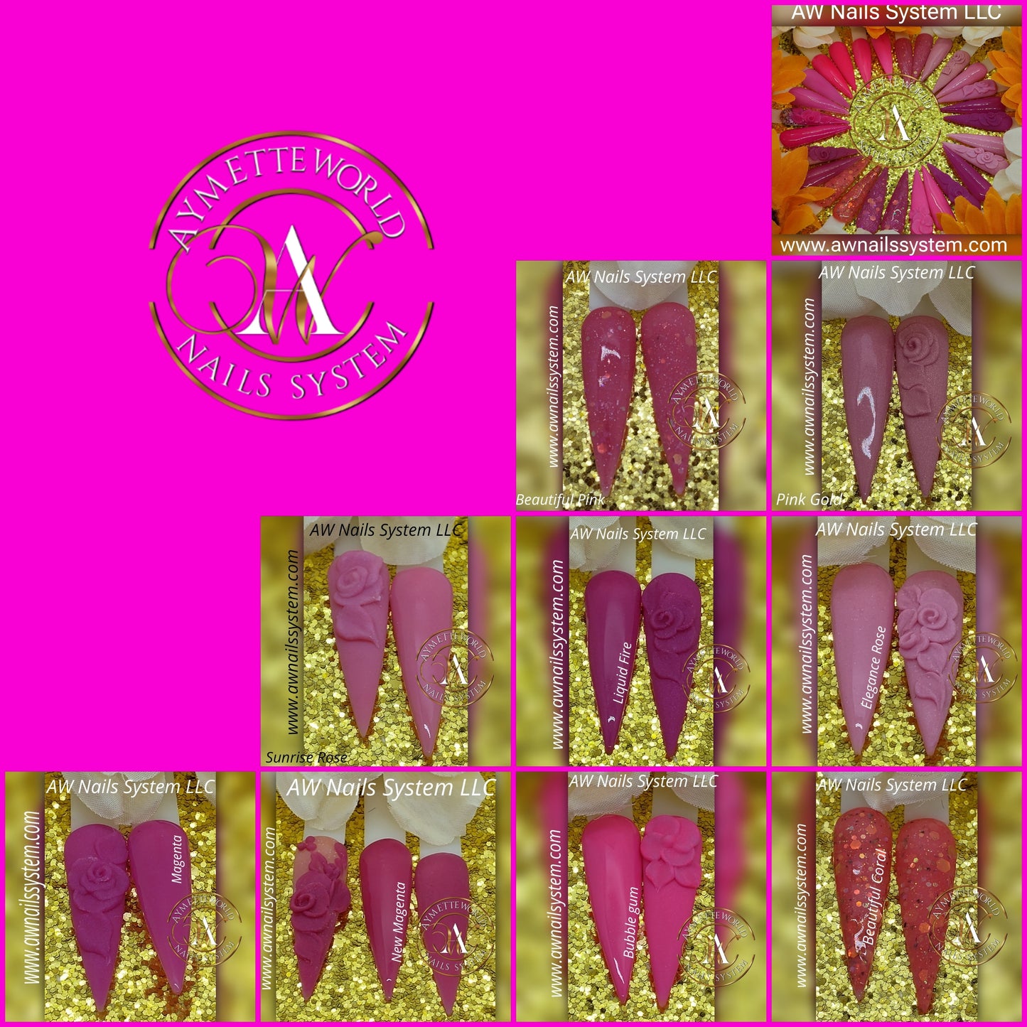 Roses Acrylic Powder Variety 20g, 1.2oz