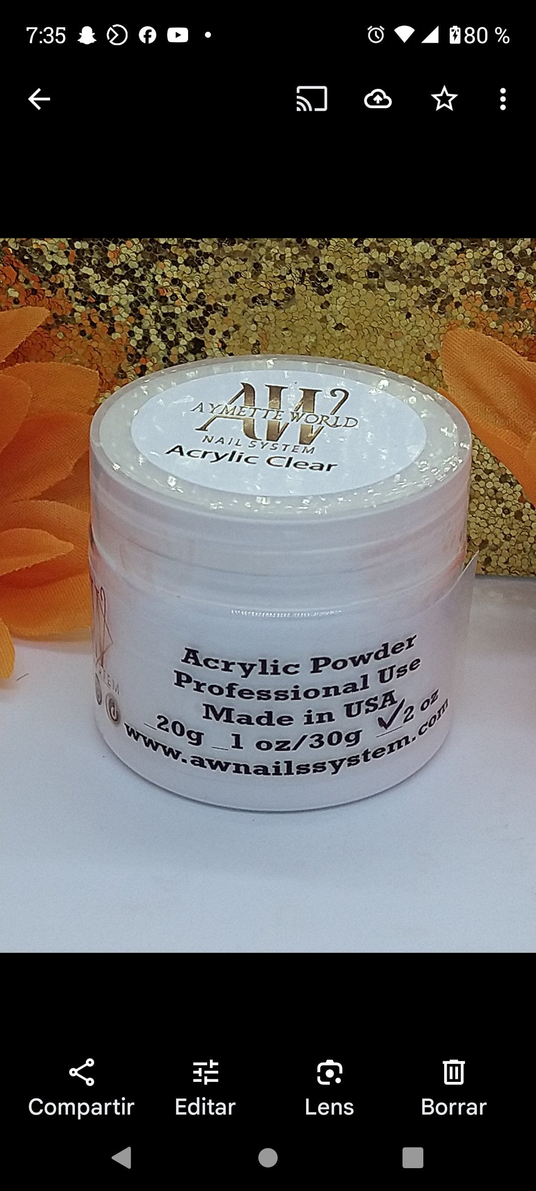 Clear Acrylic Powder Variety 1oz, 1.8oz y 2oz