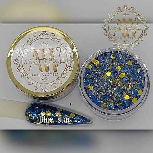 Glitter blue star 20g