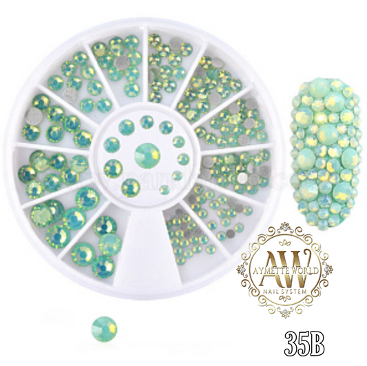 Carrusel rhinestones Opal verdes #35B