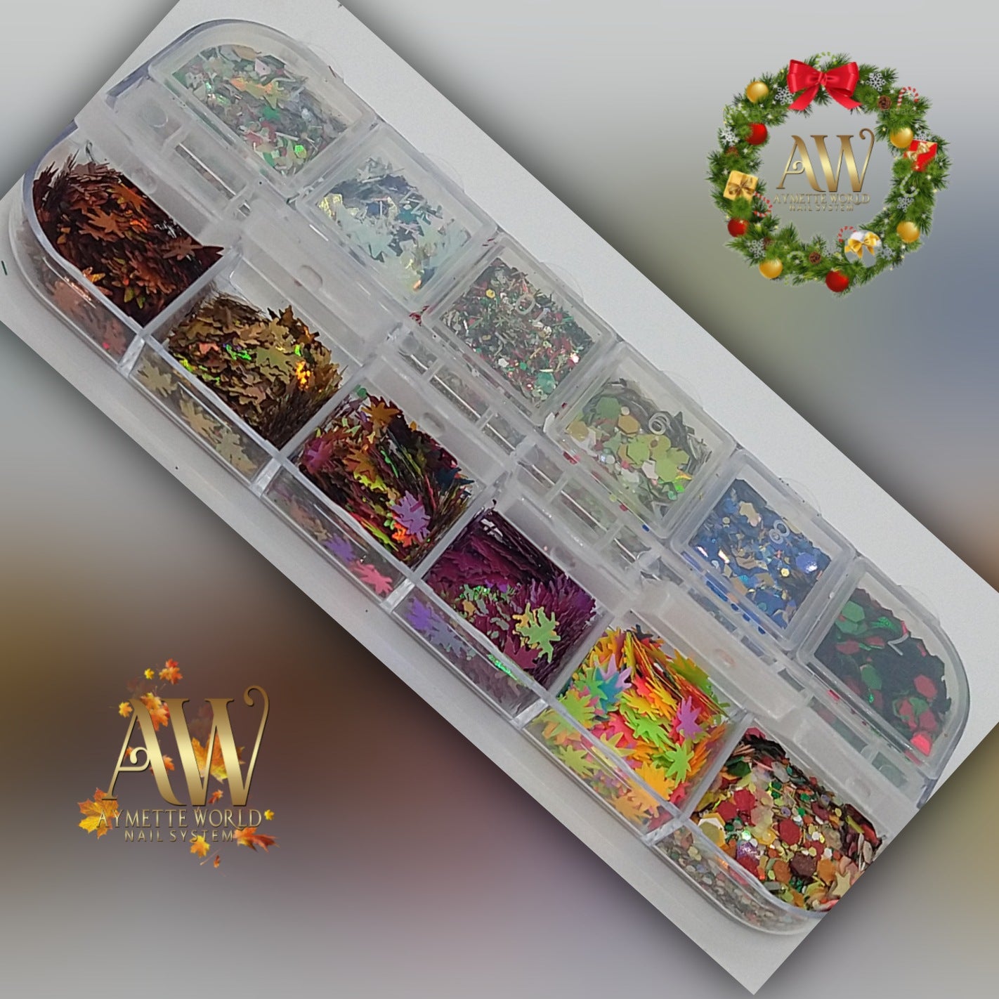 Caja de 12 glitter mix  otoño y navidad